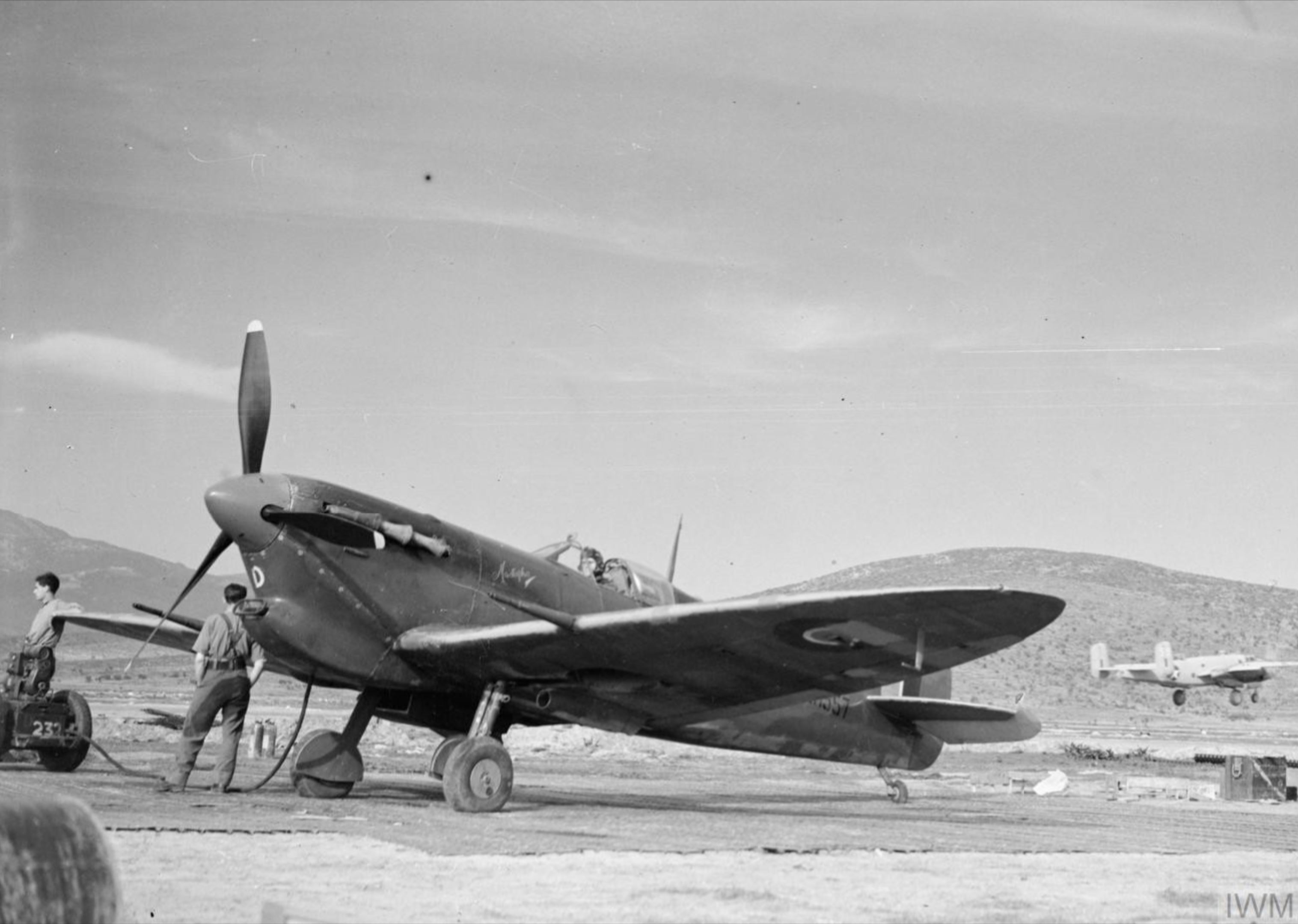Spitfire MkVcTrop RAF 232Sqn EFD ER557 dispersal at Tingley Algeria IWM CNA286