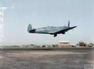 Asisbiz Recon Spitfire PRXI RAF 681Sqn T taking off from Chittagong India IWM CF1245