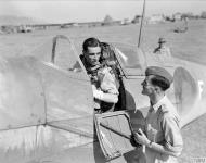 Asisbiz Recon Spitfire PRXI RAF 682Sqn White F with Sqn Ldr JT Morgan at San Severo Italy IWM CNA2966