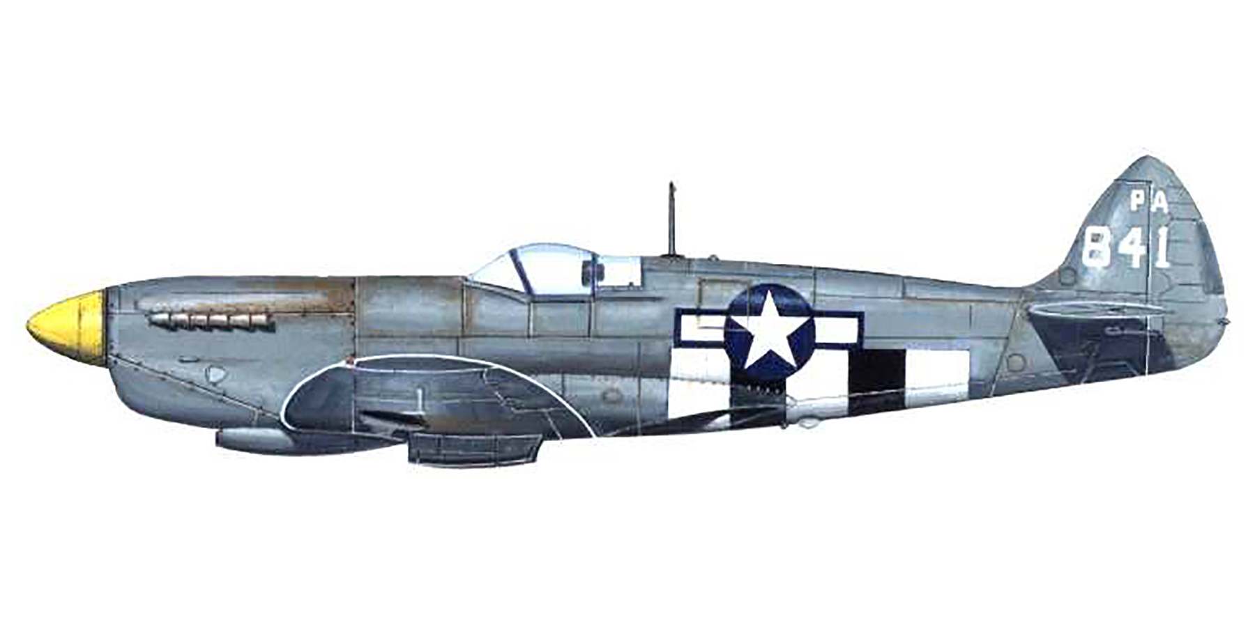 Asisbiz Spitfire PRXIT USAAF 7PG14PS Kermit Bliss PA841