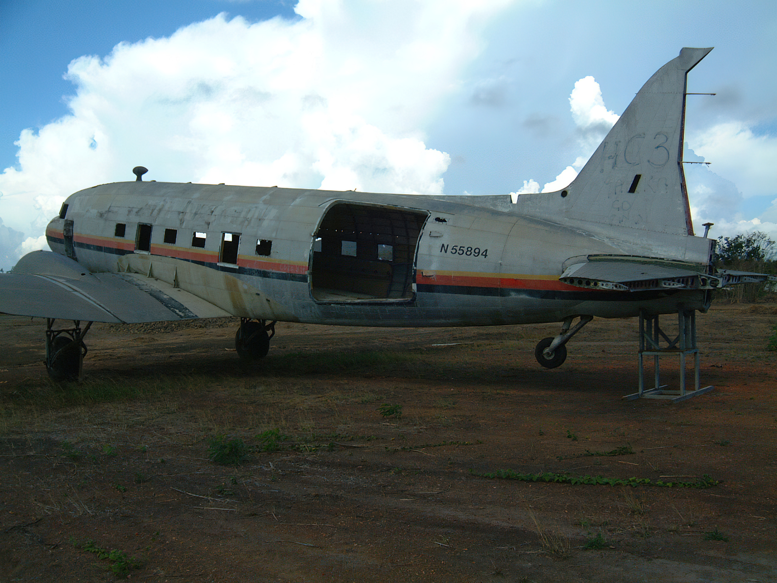 Abandoned Douglas C 47 Dakota Air New Guinea N55894 aircraft at Port Moresby PNG 29th Sep 2002 02