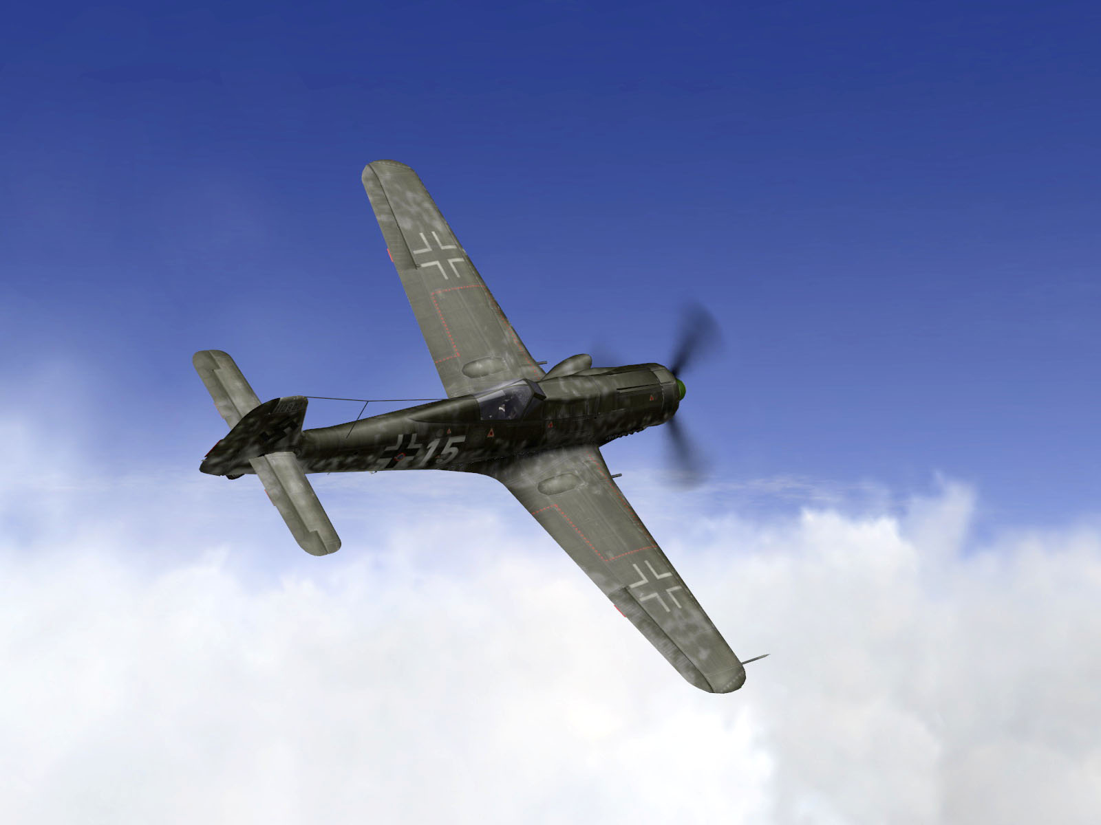 IL2 TT Ta 152C 1.JG2 white 15 banking right over storm clouds V01