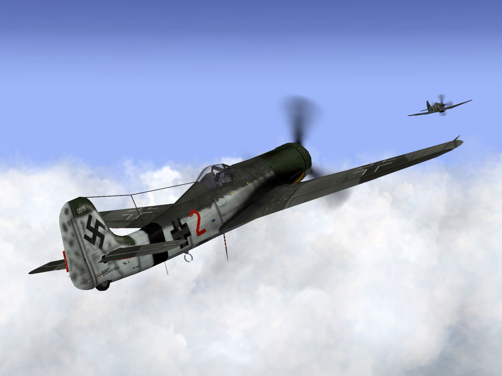 IL2 P3 Ta 152C 7.JG26 red 2 in aerial combat with a RAF Tempest MkV V07