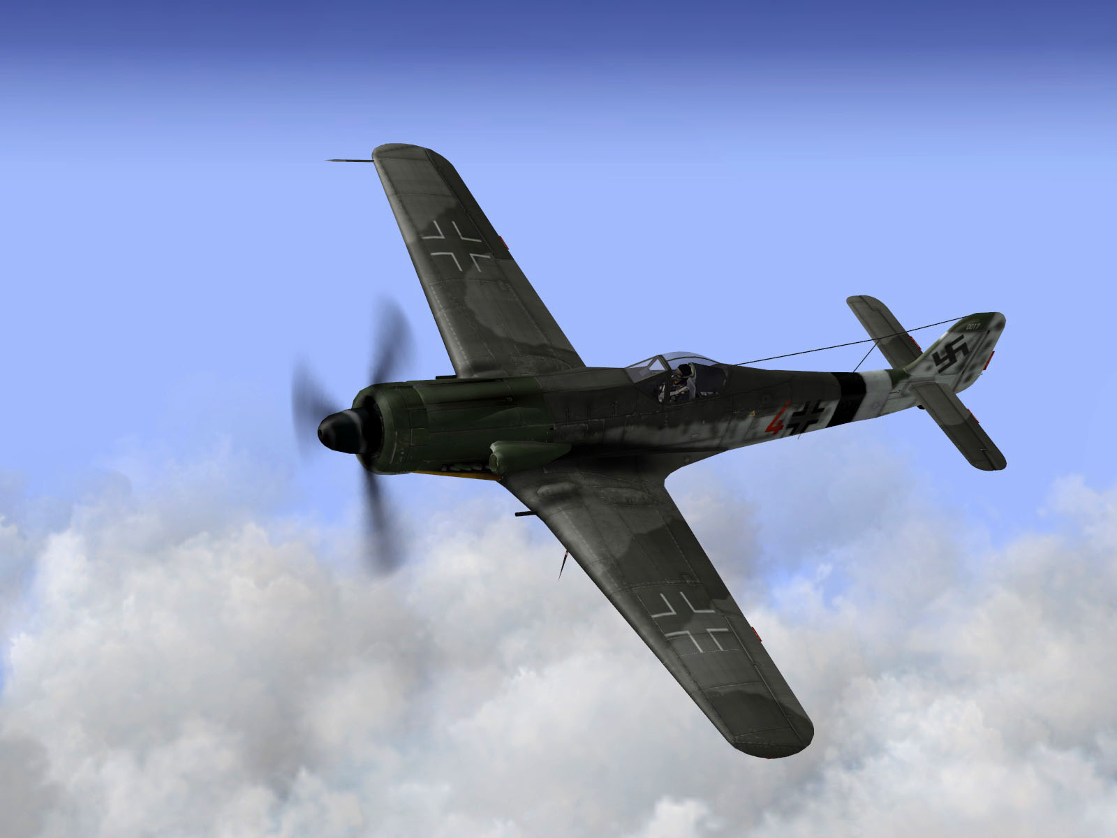 IL2 P3 Ta 152C 7.JG26 red 4 banking over storm clouds V01