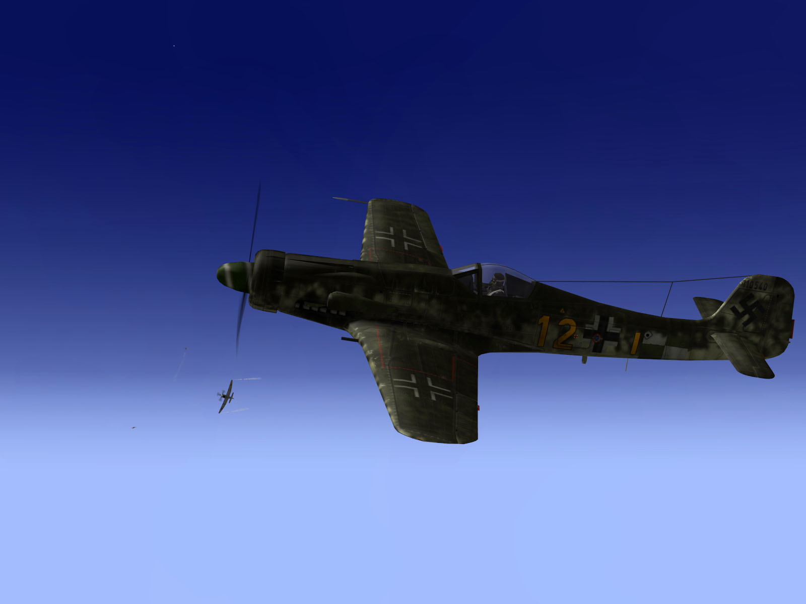 IL2 TT Ta 152C 9.KG27 yellow 12 entering a dogfight with allied fighters V01