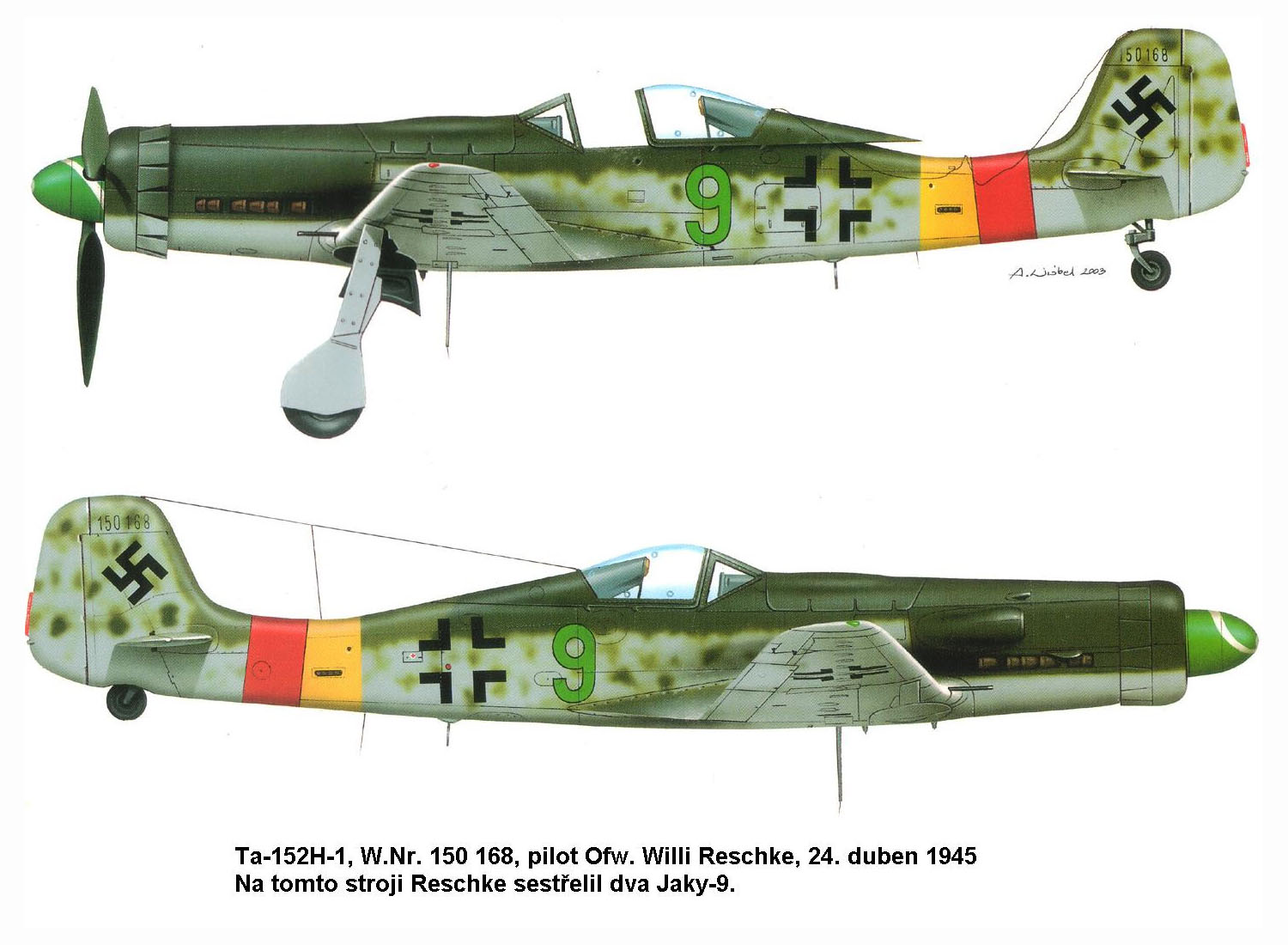 Focke Wulf Ta 152H1 JG301 Green 9 Willi Reschke WNr 150168 Germany 1945 0A