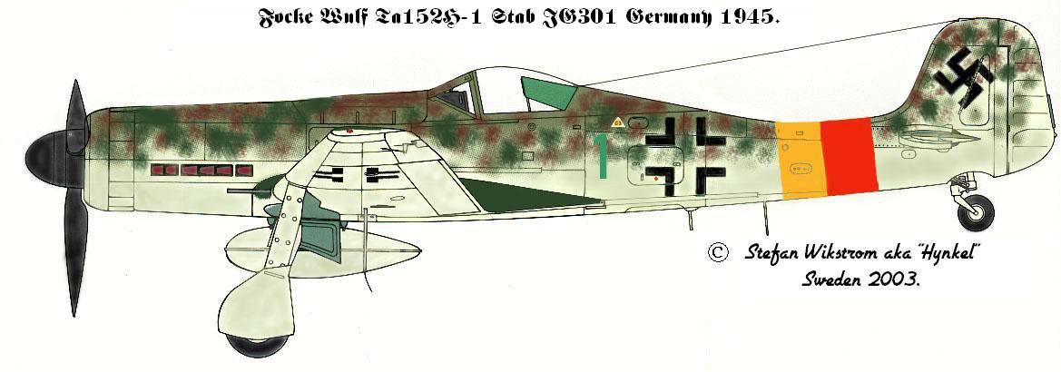 Focke Wulf Ta 152H1 Stab JG301 Green 1 WNr 150165 Alteno Germany 1945 0A