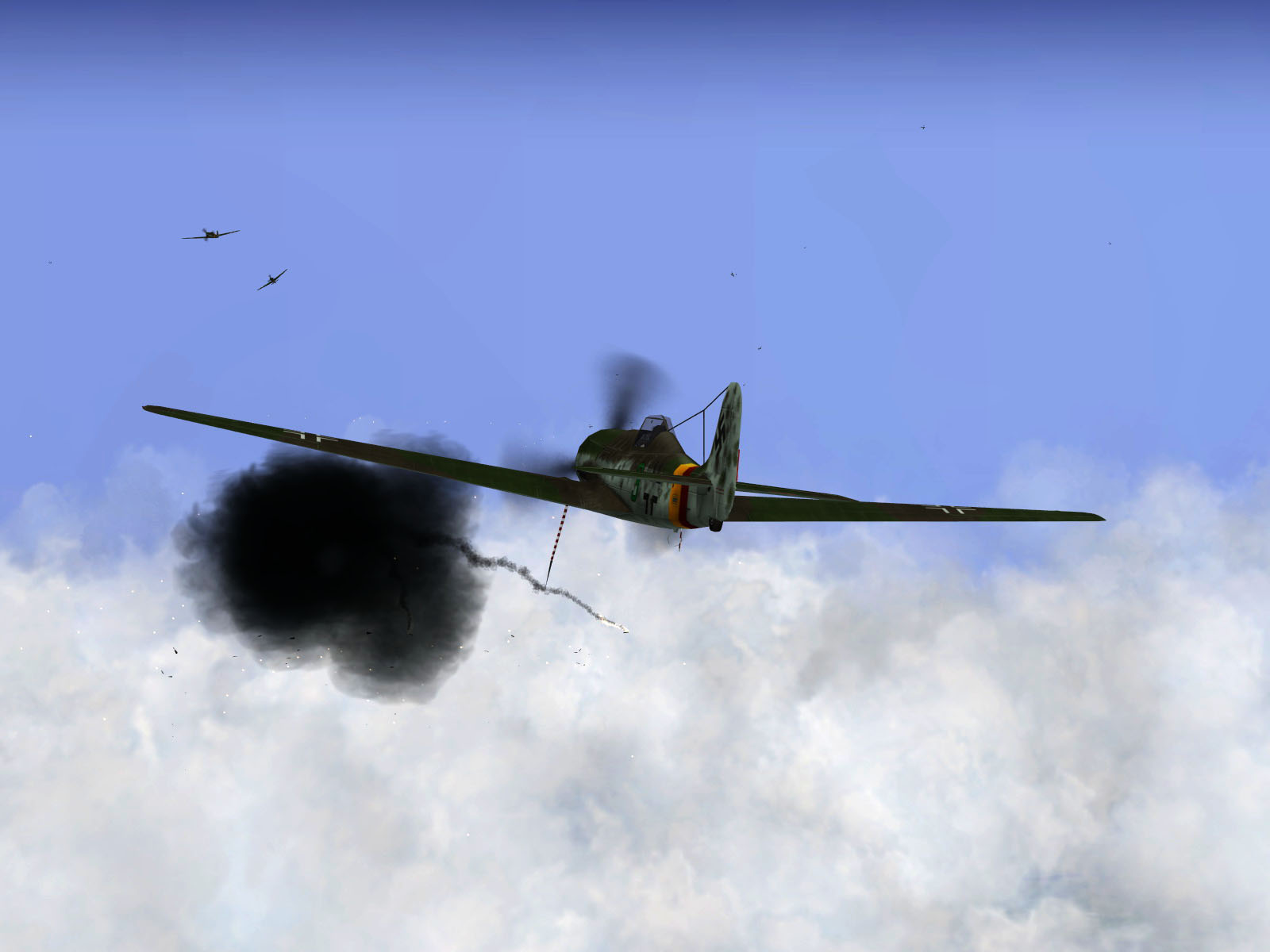 IL2 EM Ta 152H1 Stab JG301 Green 3 shooting down a RAF Tempest MkV V01
