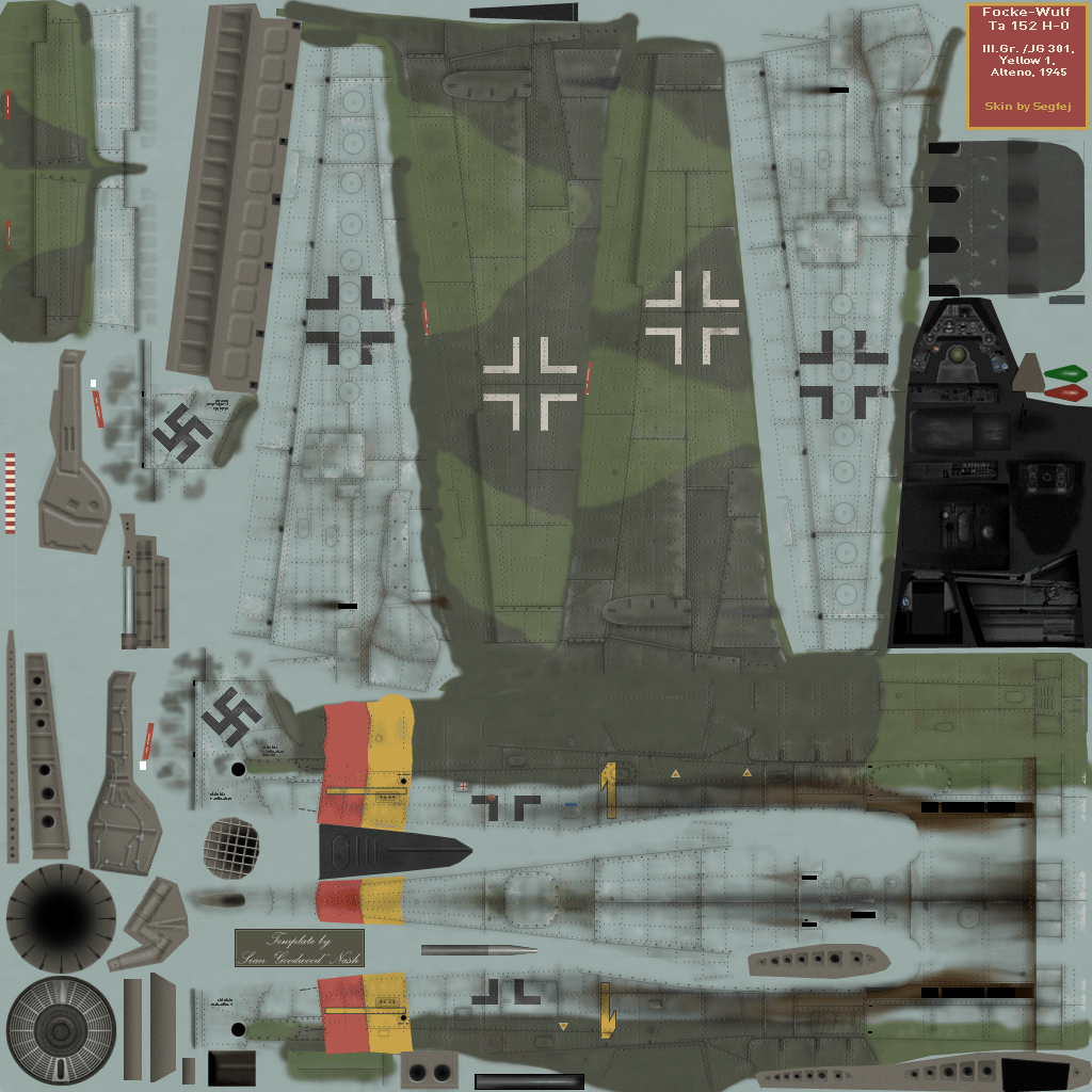 IL2 SJ Ta 152H1 7.JG301 Yellow 1 Germany 1945