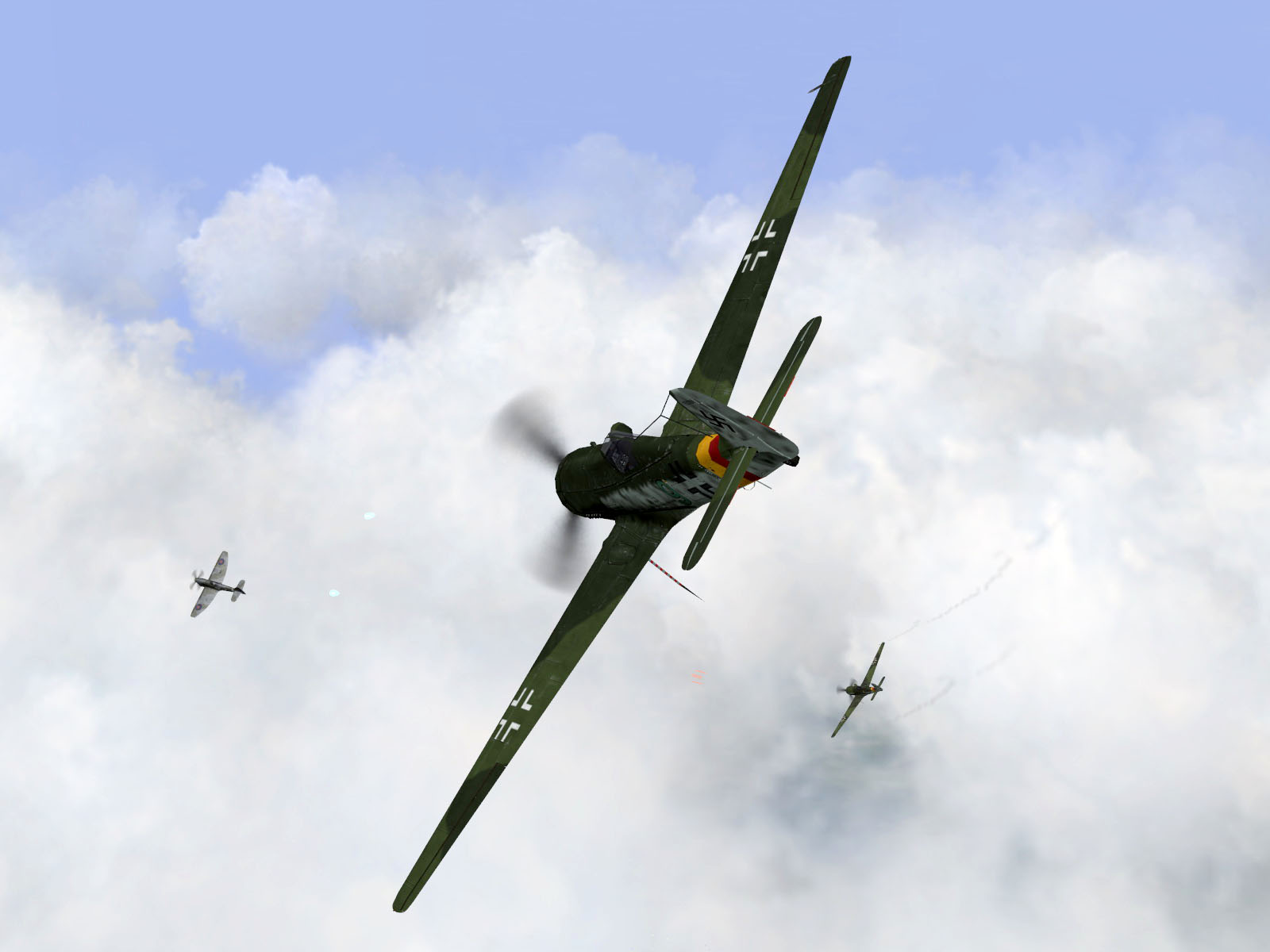 IL2 TF Ta 152H1 JG301 Green 9 in aerial combat with a RAF Tempest MkV V02