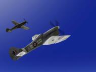 Asisbiz IL2 TT MkV RAF 501Sqn SD R EJ588 dog fighting with Luftwaffe Ta 152C V02