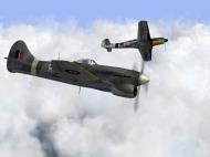 Asisbiz IL2 TT MkV RAF 501Sqn SD R EJ588 dog fighting with Luftwaffe Ta 152C V05