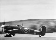 Asisbiz Hawker Typhoon Ib RAF 56Sqn USA R7648 flown by SLdr HSL 'Cockie Dundas CO taking off from Snailwell Suffolk IWM FLM1480
