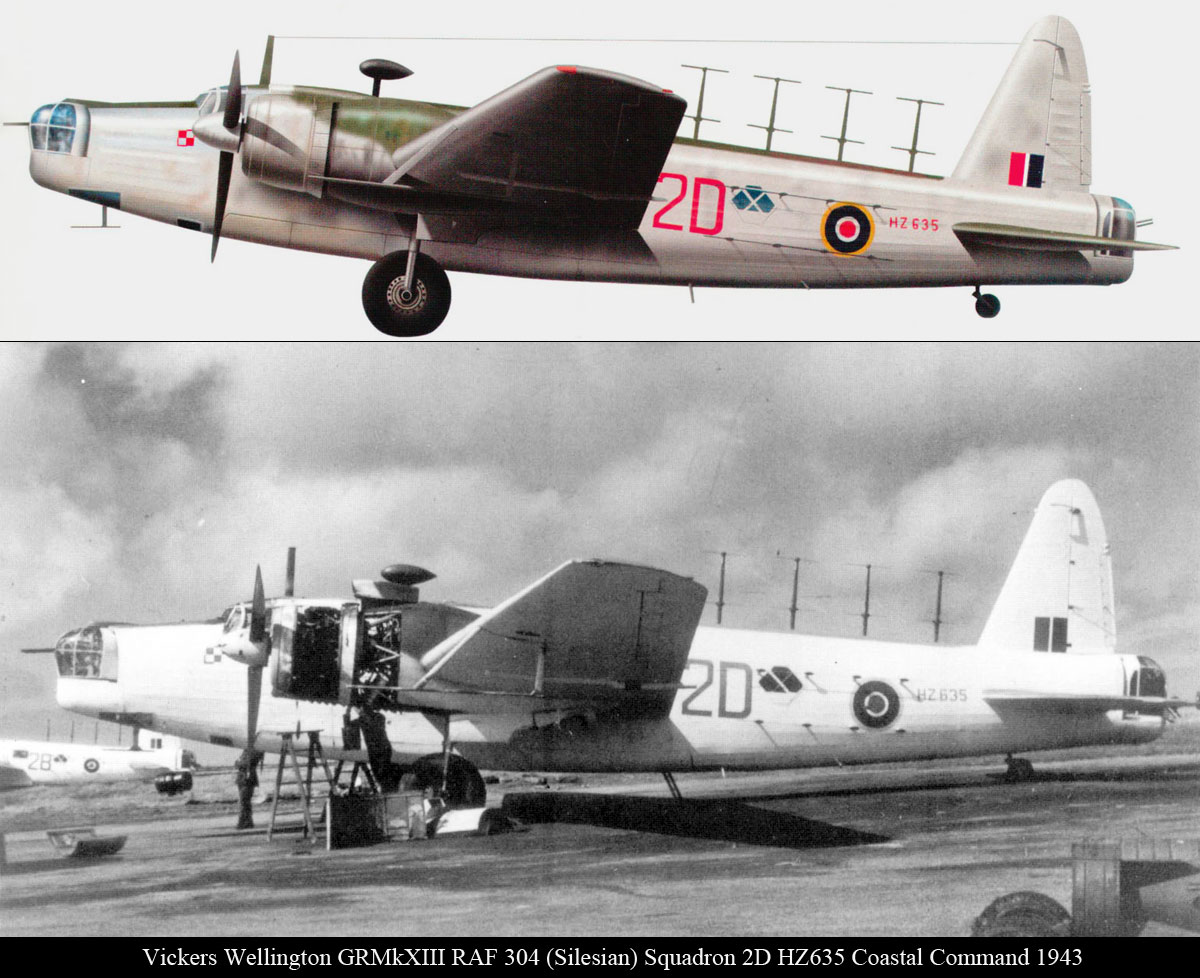 Vickers Wellington GRXIII RAF 304Sqn Silesian 2D HZ635 Coastal Command 1943 0A