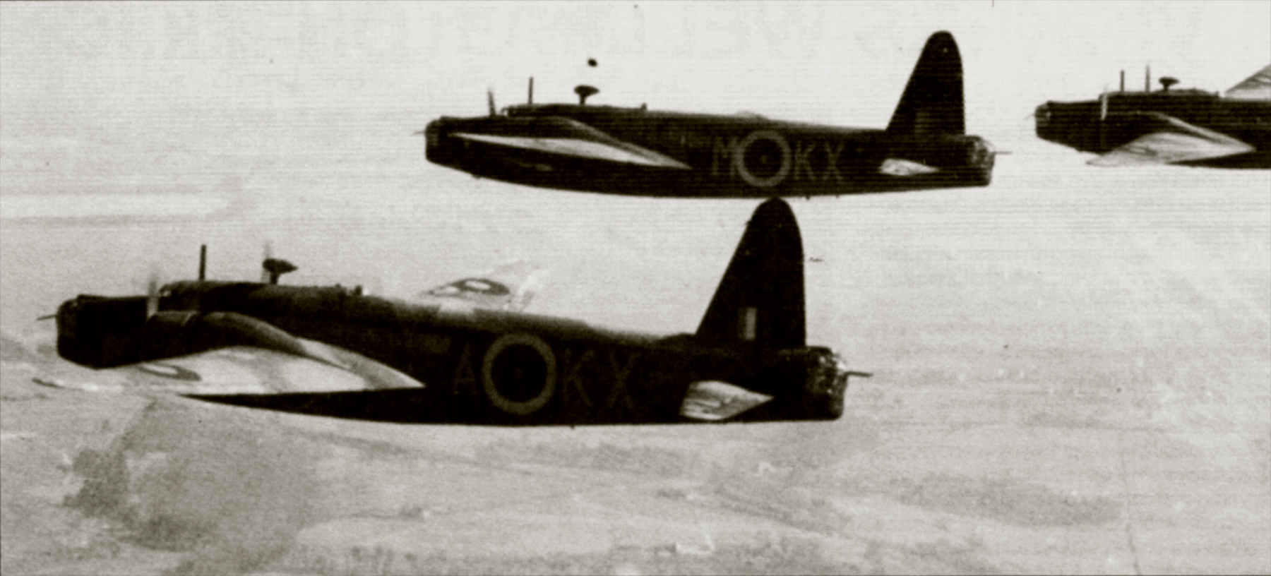 Vickers Wellington MkIc RAF 311Sqn KXA T2541 in echelon formation over East Anglia 1940 02