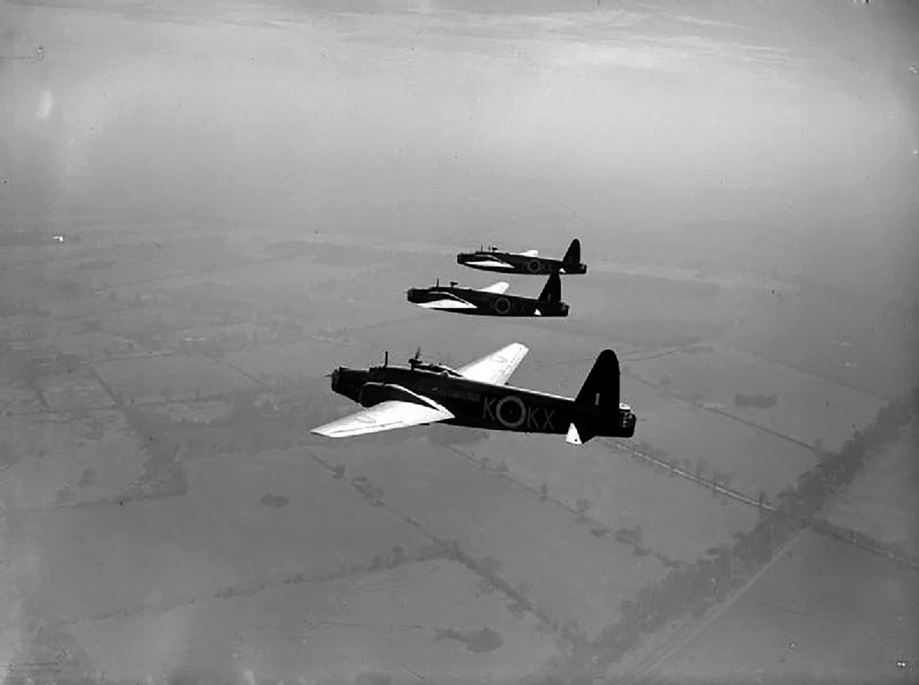 Vickers Wellington MkIc RAF 311Sqn KXK R1378 in echelon formation over East Anglia 1940 01