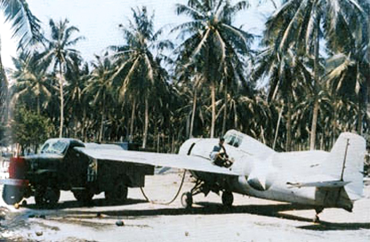 Grumman F4F-3P Wildcat VMO-251 being refuelled on Espritu Santo Island New Hebrides in late 1942 01