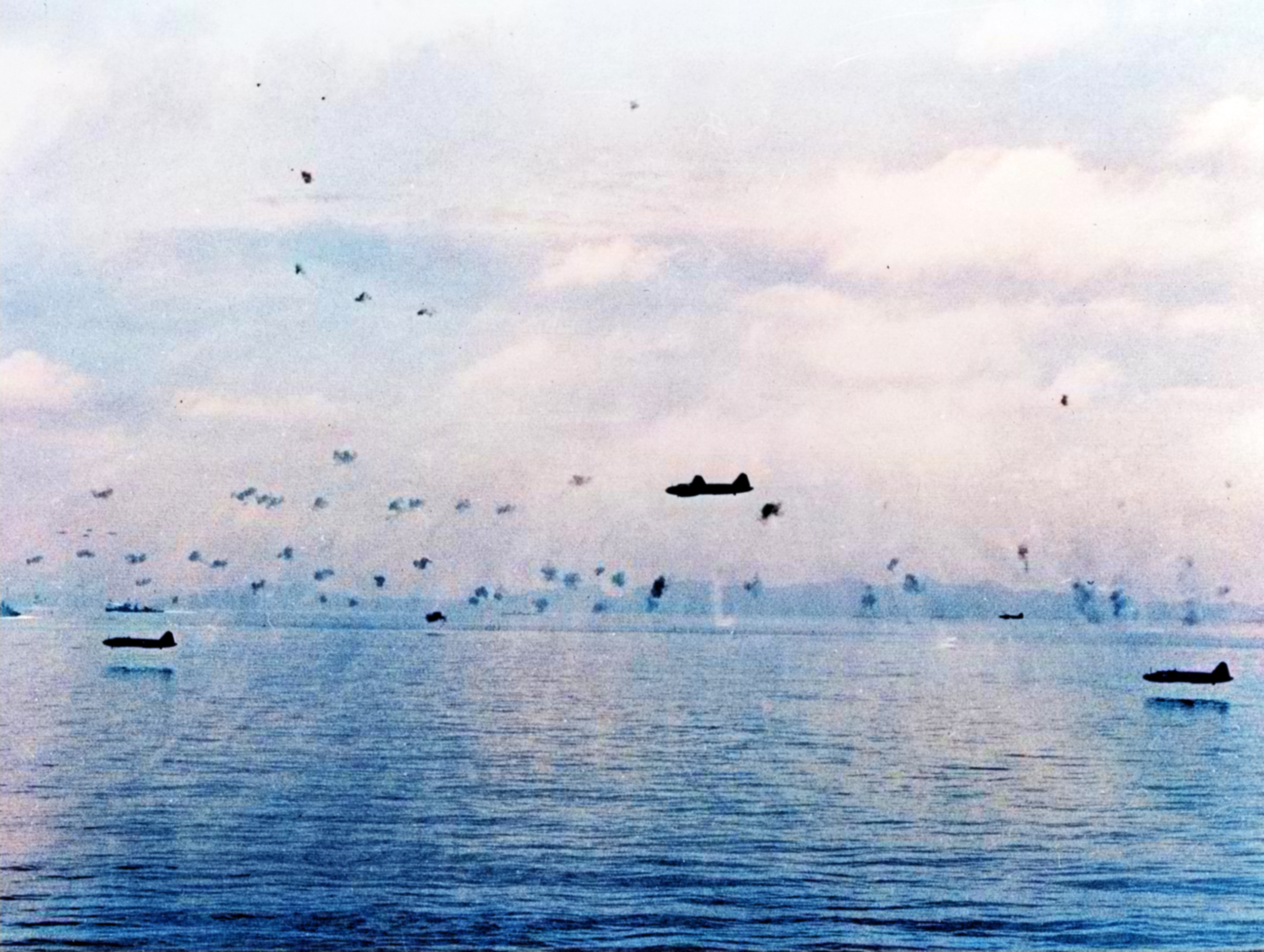 Japanese Betty bombers during a torpedo attack on US ships Guadalcanal Tulagi Operation 8th Aug 1942 ASISC1