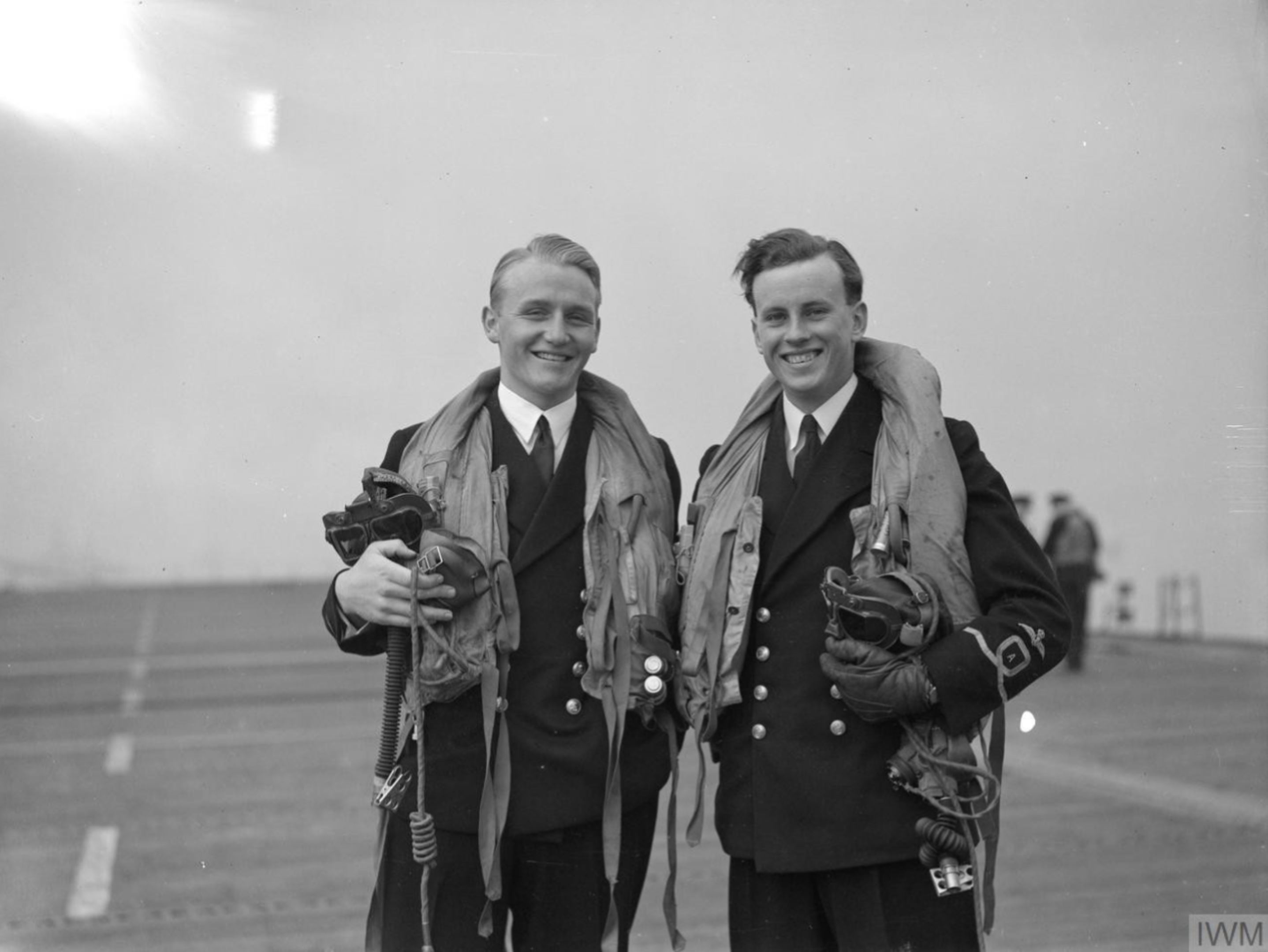 Aircrew Fleet Air Arm Martlet pilots aboard HMS Pursuer who sd 2 enemy ac Atlantic convoy 6th Mar 1944 IWM A22181