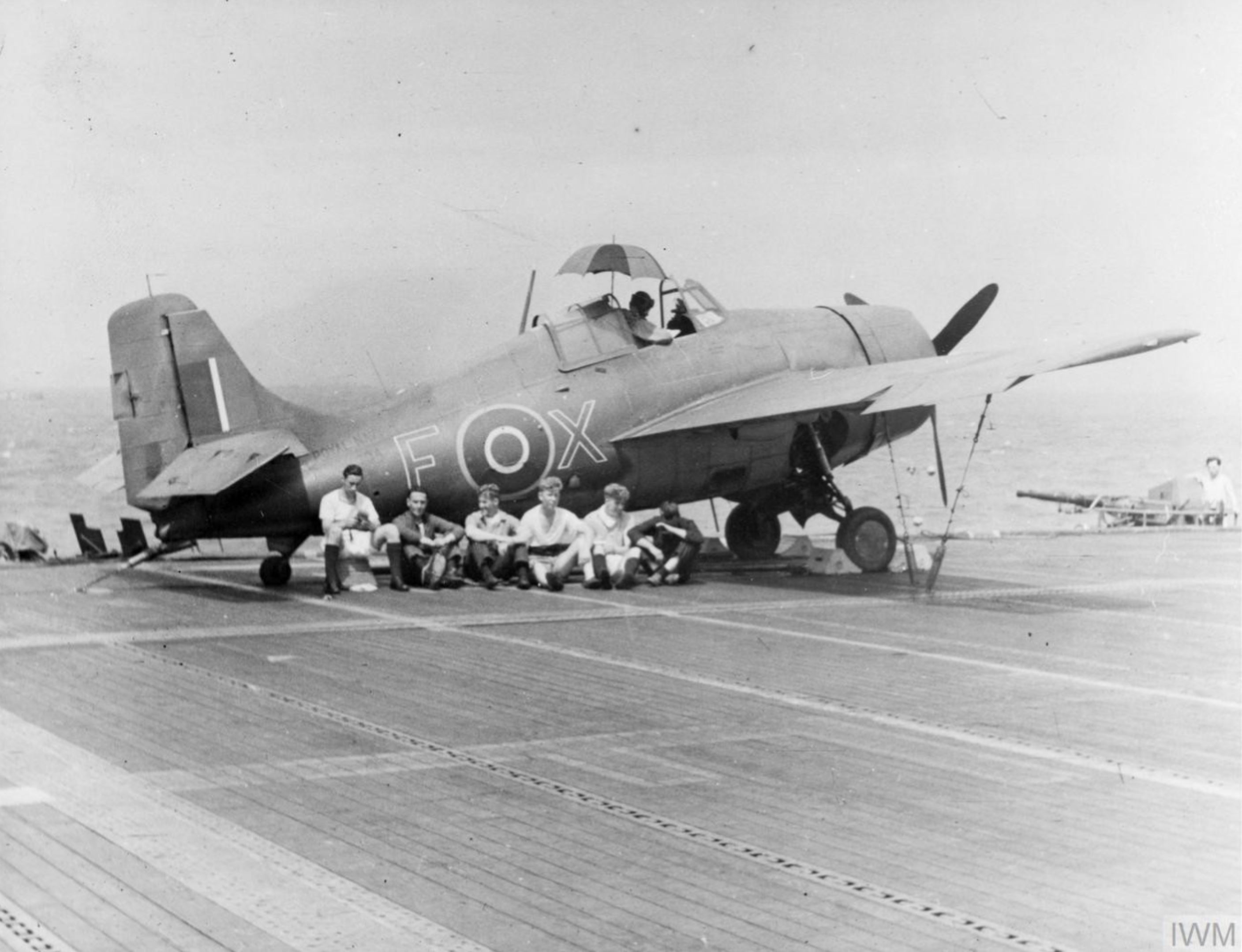 Fleet Air Arm 842QNAS Martlet red FX aboard HMS Fencer 30th Jul 1944 IWM A25068