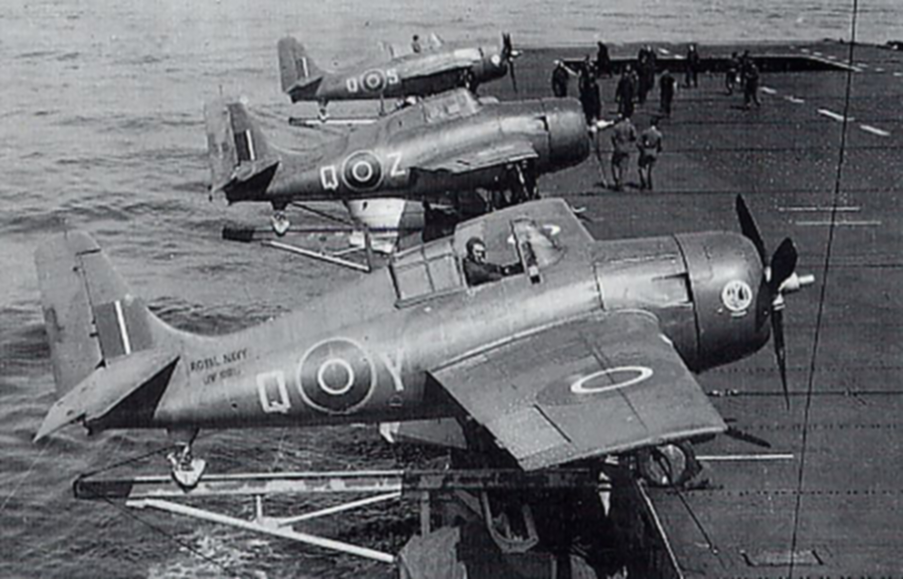 Fleet Air Arm 853NAS FM-2 Martlets QY with QZ n QS aboard HMS Tracker 1944 01