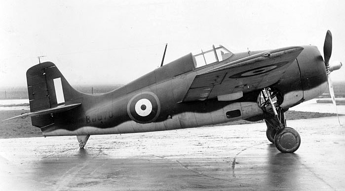 Fleet Air Arm Martlet MkI Grumman F4F-3 Wildcat BJ570 side profile view most likely at NAS Anacostia 01