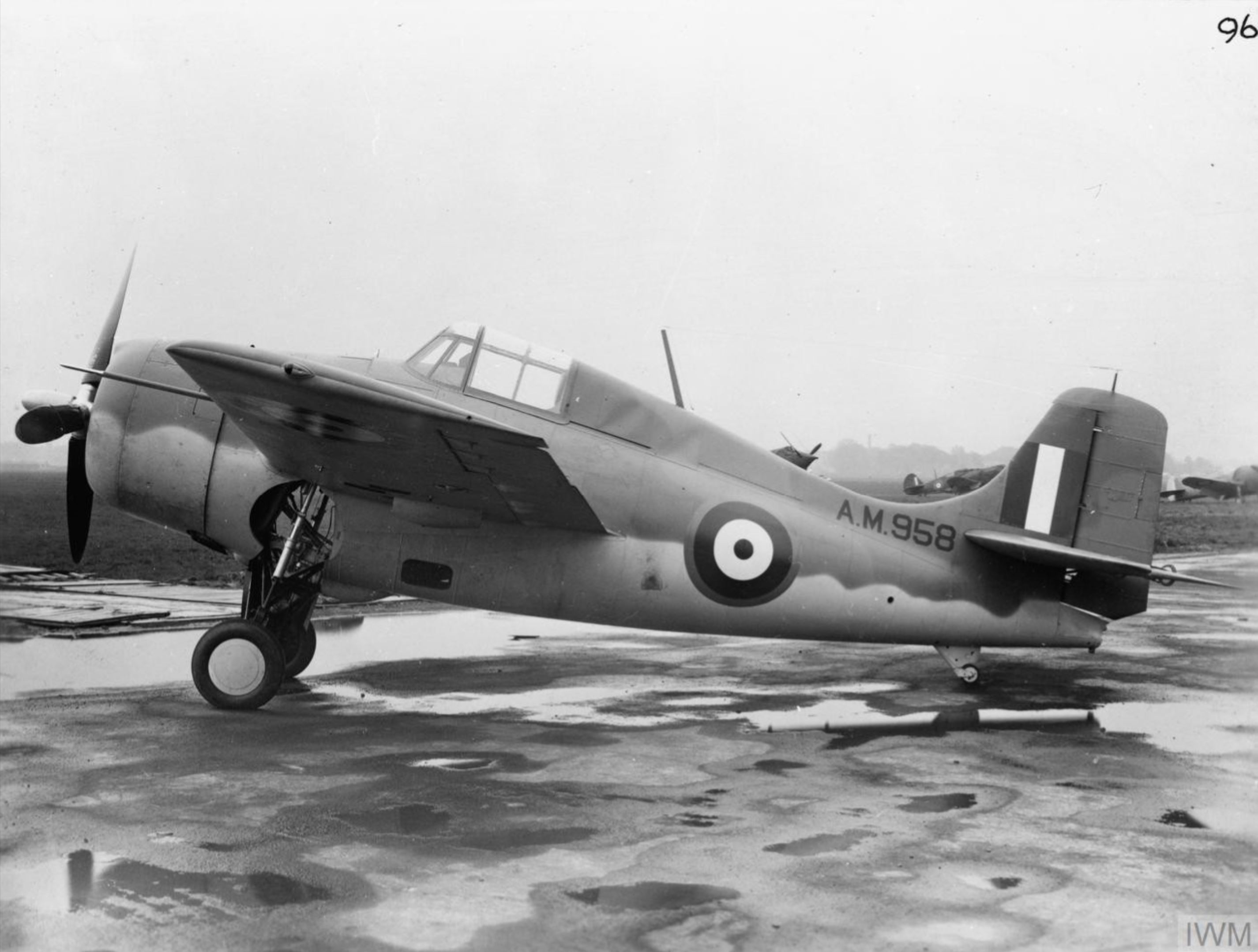 Fleet Air Arm Martlet MkII AM958 on the ground IWM MH5186