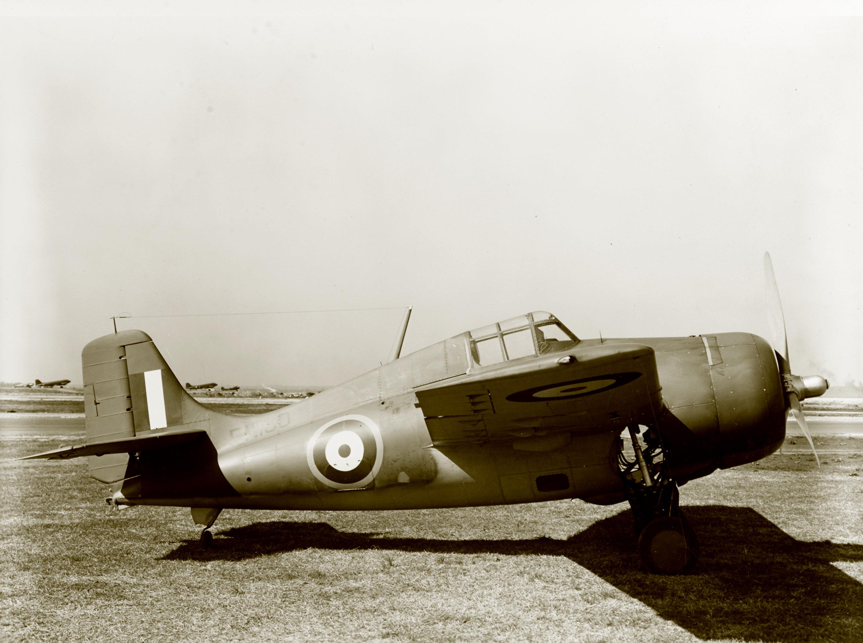 Fleet Air Arm Martlet MkII FN100 Grumman F4F-4B Wildcat RAF side profile view at NAS Anacostia NH 89675