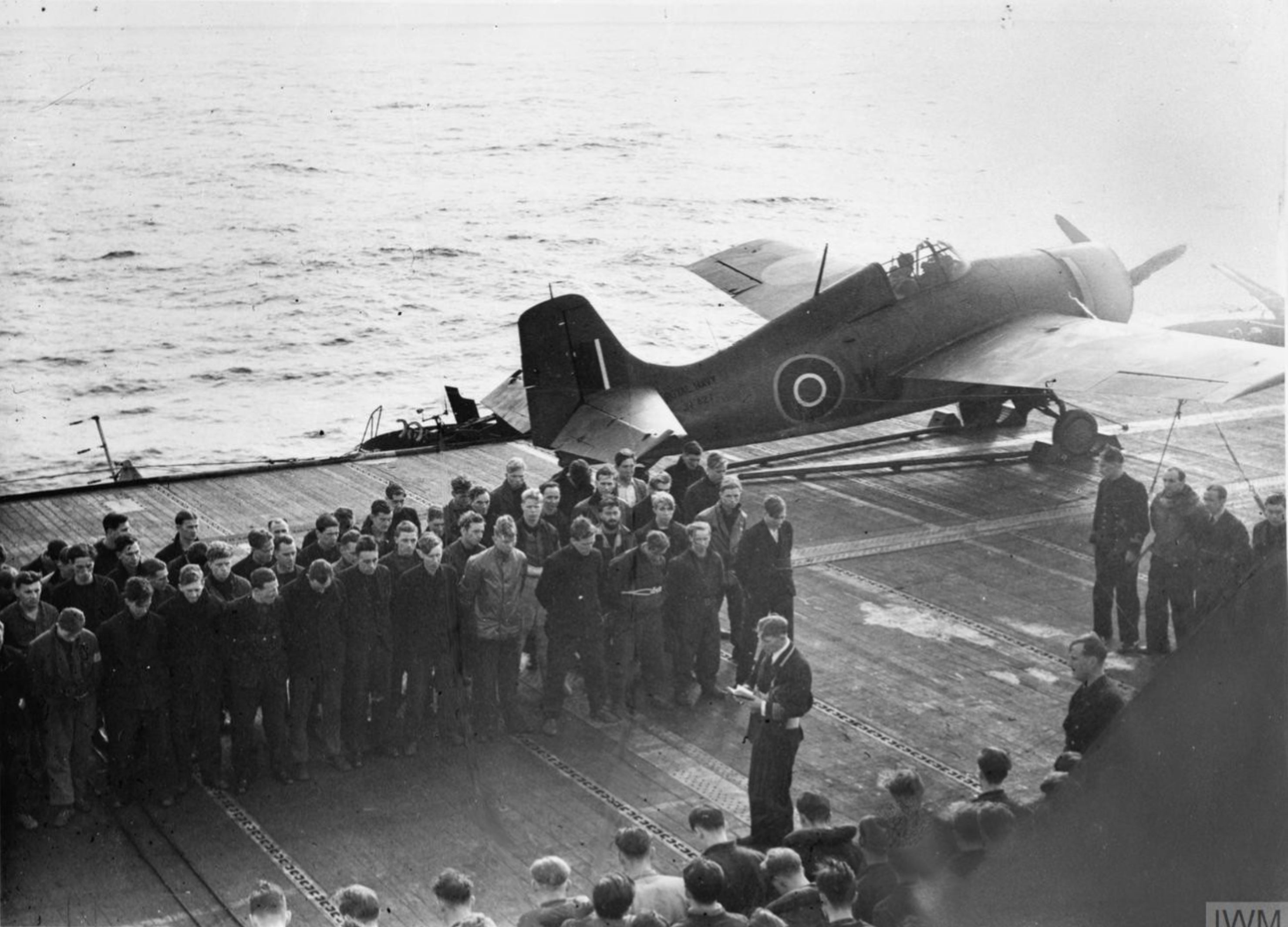 Fleet Air Arm Martlet MkII JV427 EW aboard HMS Fencer Oct 1944 IWM A21858