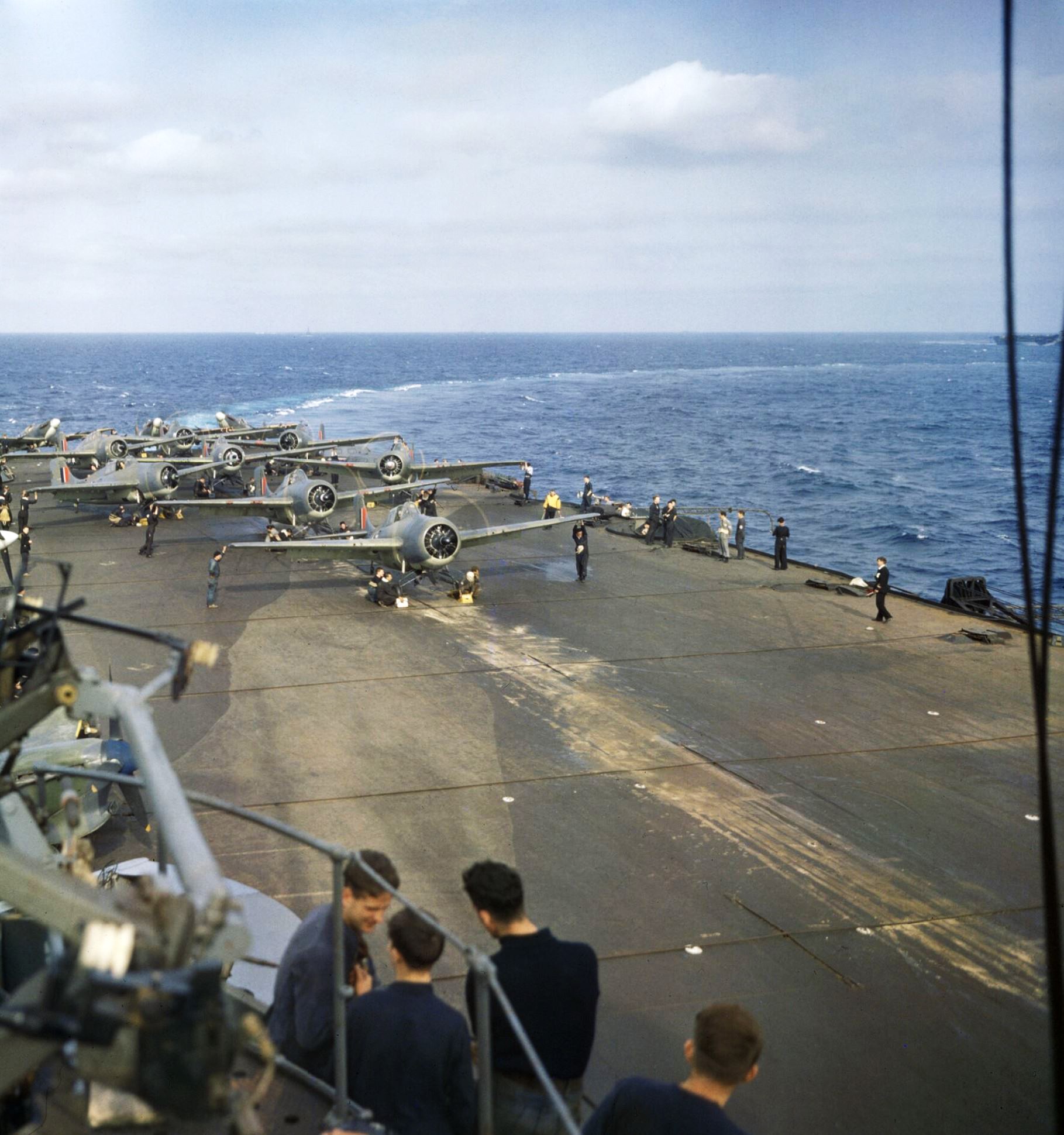 Fleet Air Arm Martlet MkIIs and Seafires about to take off from HMS Formidable IWM TR285