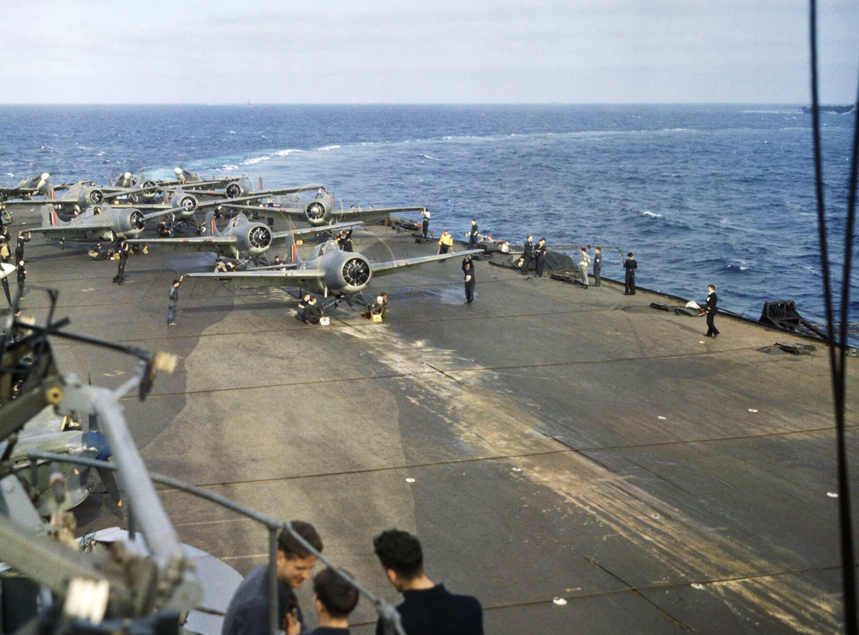 Fleet Air Arm Martlet MkIIs and Seafires about to take off from HMS Formidable IWM TR285a