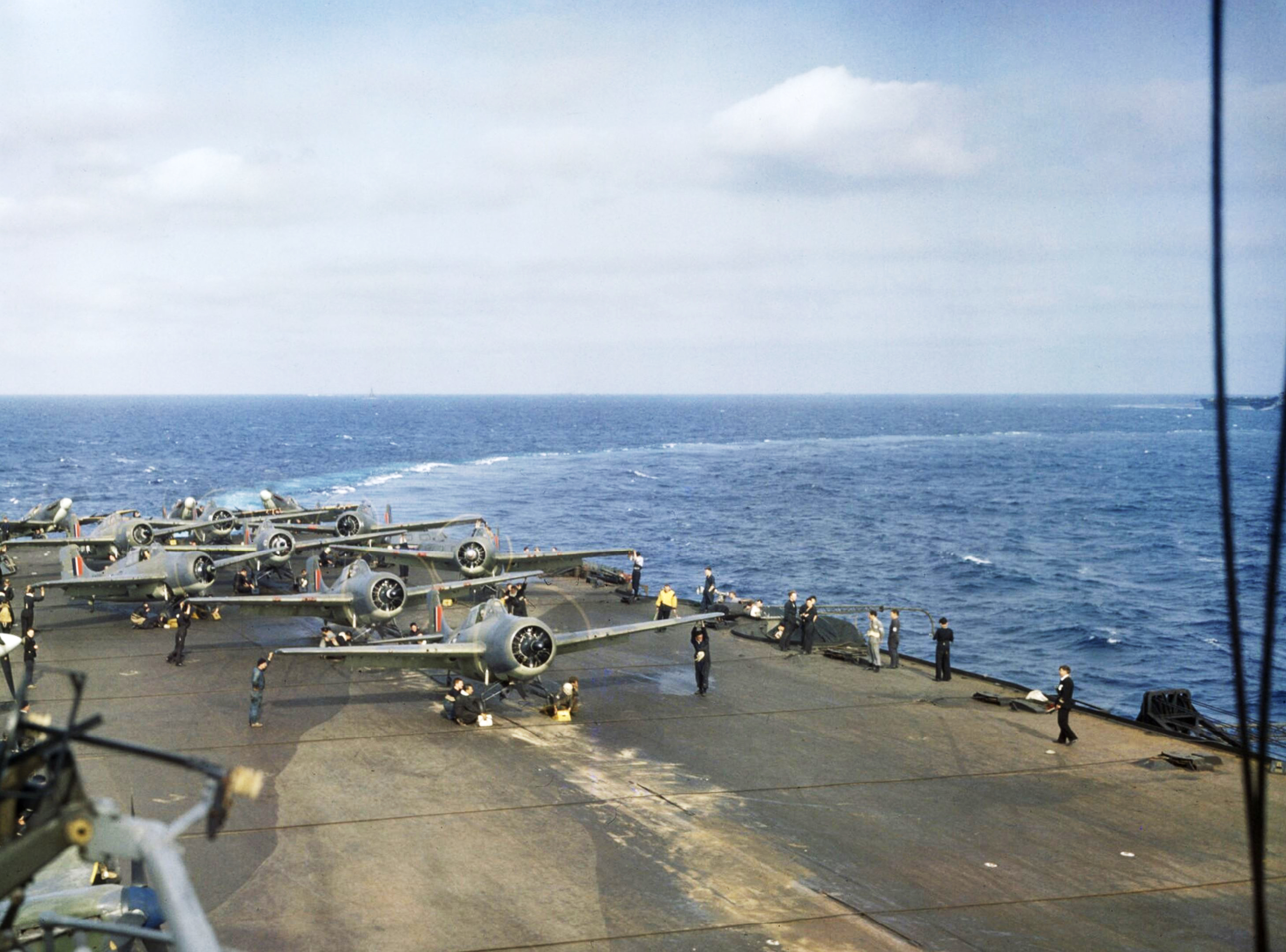 Fleet Air Arm Martlet MkIIs and Seafires about to take off from HMS Formidable IWM TR285x