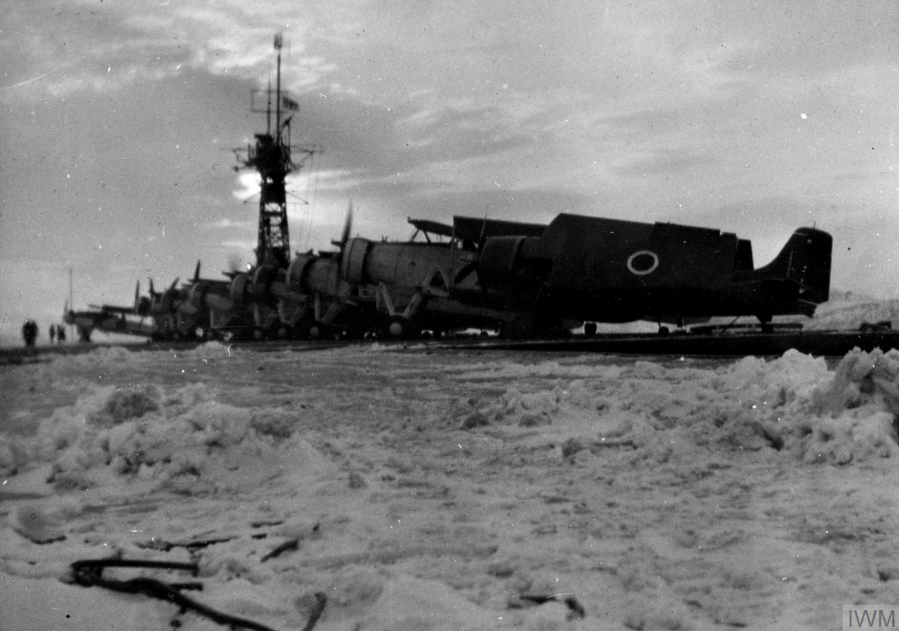 Fleet Air Arm Martlet aboard HMS Campania during convoy to Russia 1945 IWM A28224