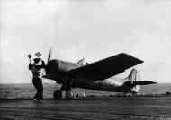 Asisbiz Fleet Air Arm 811NAS Martlet landing aboard HMS Biter after downing a Junkers Ju 290 IWM A22241