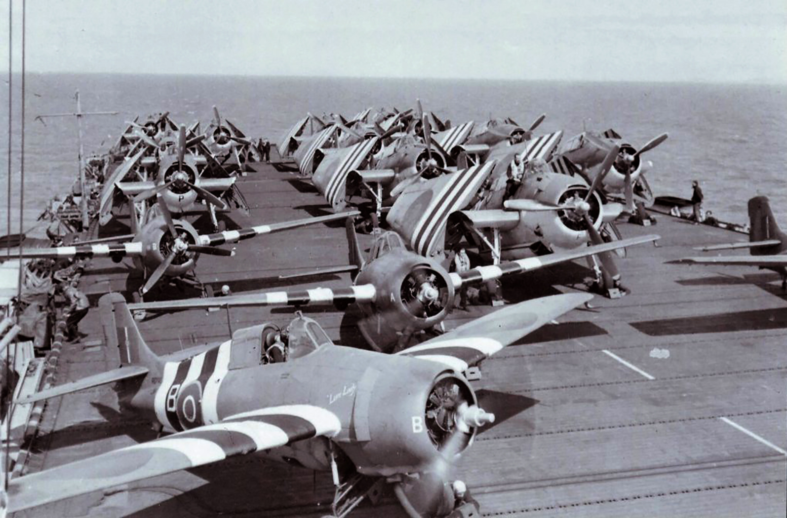 Fleet Air Arm 846NAS Martlets and Avengers aboard HMS Tracker D Day support 11th Jul 1944 02