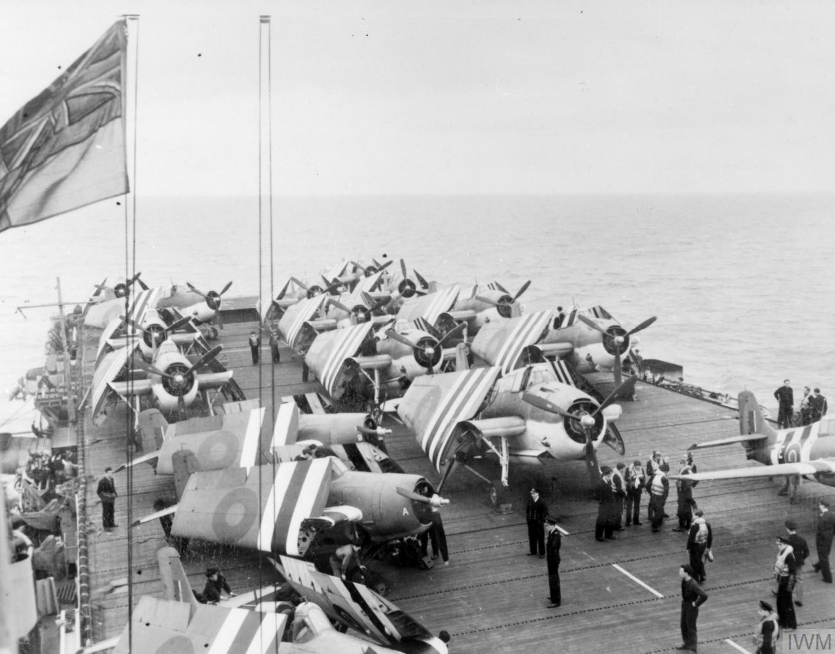 Fleet Air Arm 846NAS Martlets and Avengers aboard HMS Tracker D Day support 11th Jul 1944 IWM A24945