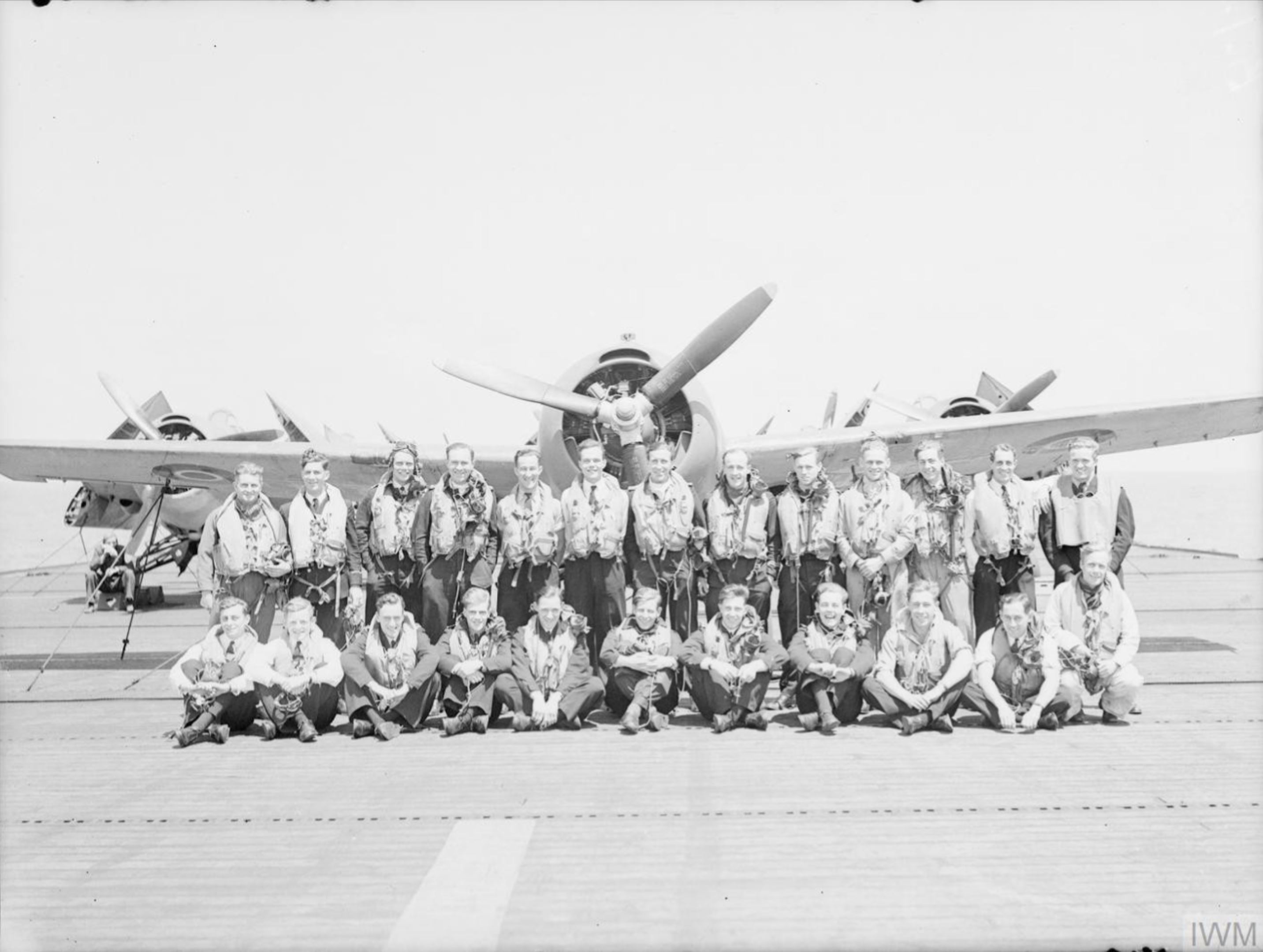 Aircrew Fleet Air Arm 882Sqn Wildcat pilots aboard HMS Searcher MTO 20th Jul 1944 IWM A25038
