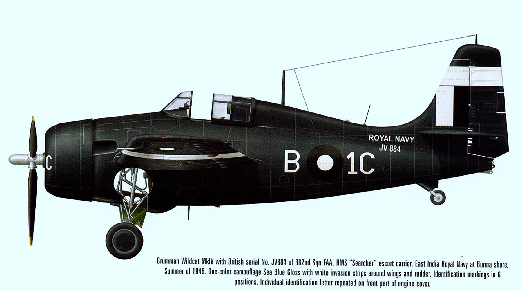 Fleet Air Arm FM-2 Martlet MkIV RN 882Sqn B1C JV884 HMS Searcher Burma 1945 0A