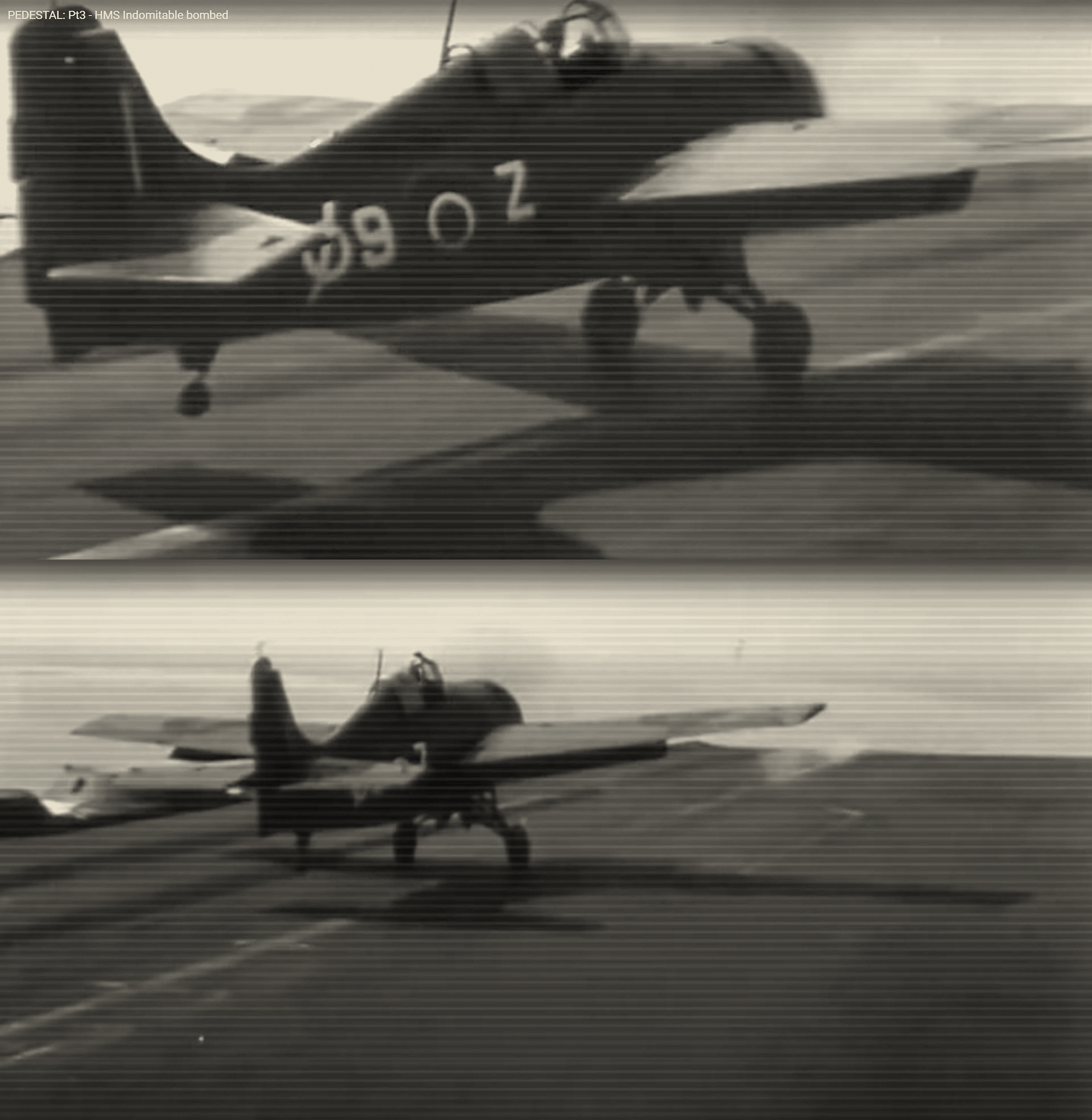 Fleet Air Arm 888NAS Martlet White 07Z aboard HMS Indomitable Operation Pedestal Malta August 1942 video footage 01