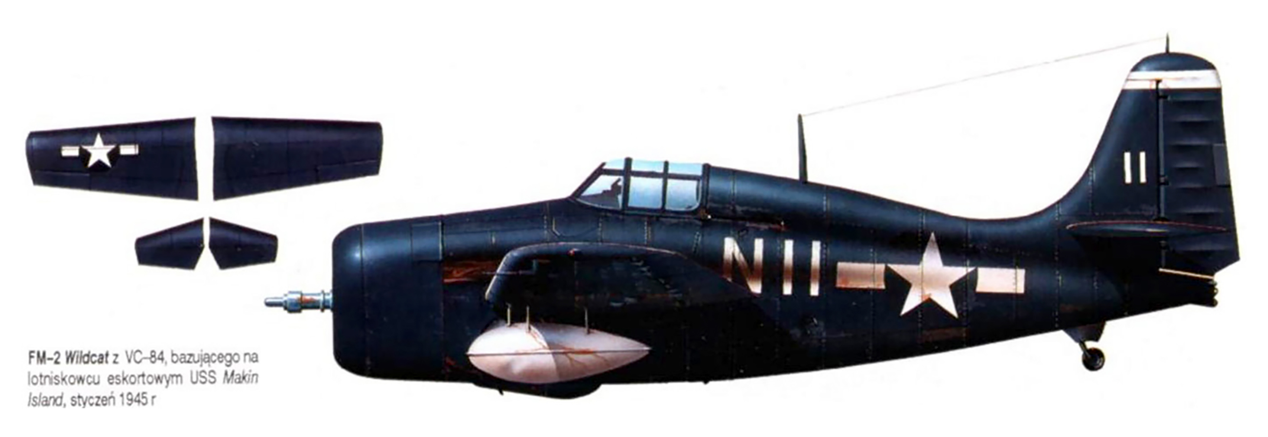 General Motors FM-2 Wildcat VC-84 White N11 aboard CVE-93 USS Makin 1945 0A