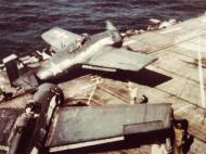 Asisbiz General Motors FM 2 Wildcat VC 84 White 14 prepares for launch CVE 93 USS Makin Island 1945 01