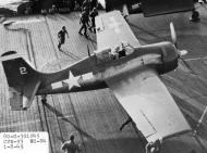 Asisbiz General Motors FM 2 Wildcat VC 84 White 2 preparing to launch CVE 93 USS Makin Island 1945 01