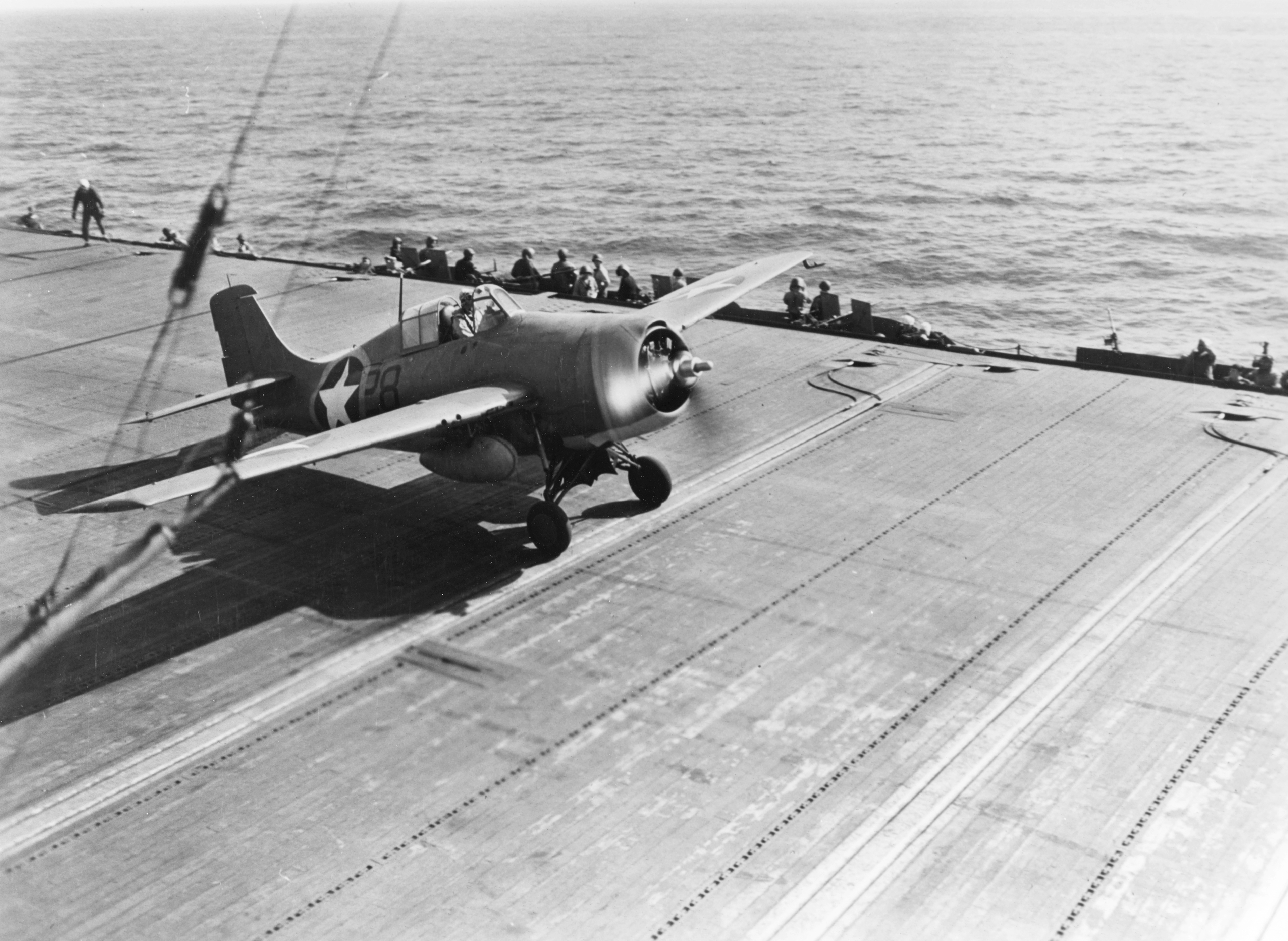 Grumman F4F-3 Wildcat VF-4 Black 28 aboard USS Ranger CV-4 operation Torch Nov 1942 NH 80-G-30311