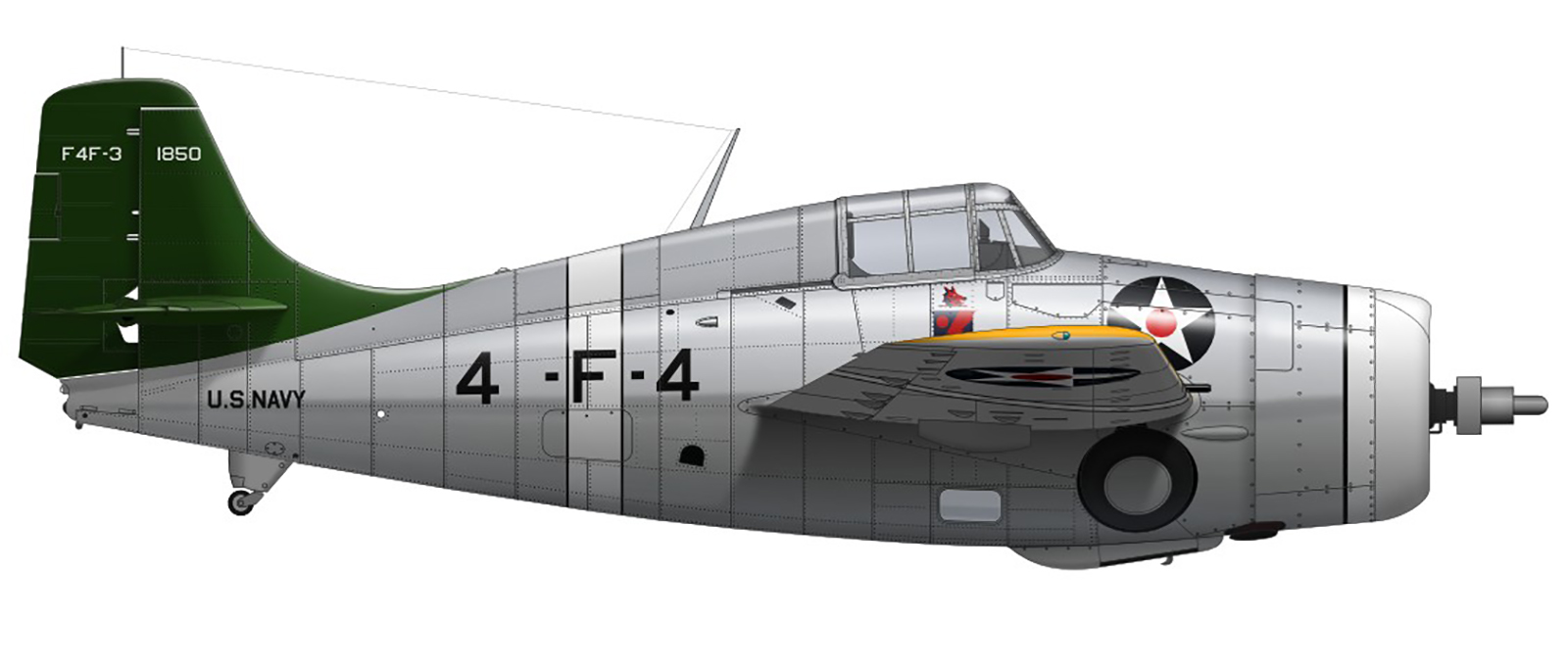 Grumman F4F-3 Wildcat VF-4 Black 4F4 aboard CV-4 USS Ranger Dec 1940 to Mar 1941 0A