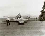 Asisbiz Grumman F4F 3 Wildcat VF 4 Black 20 being towed CV 4 USS Ranger 10th Oct 1942 80 G 16286