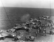 Asisbiz Grumman F4F 4 Wildcat VF 4 foreground Black 22 with 21 and 25 USS Ranger CV 4 Torch Nov 1942 80 G 30362