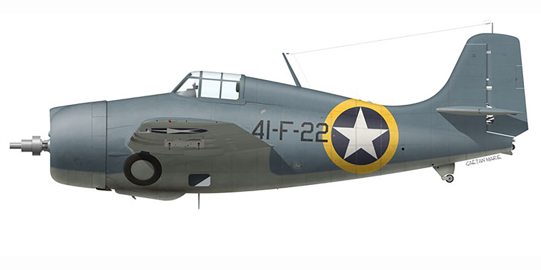 Grumman F4F-3 Wildcat VF-41 Black 41F22 aboard CV-6 USS Ranger Operation Torch Nov 1942 0A
