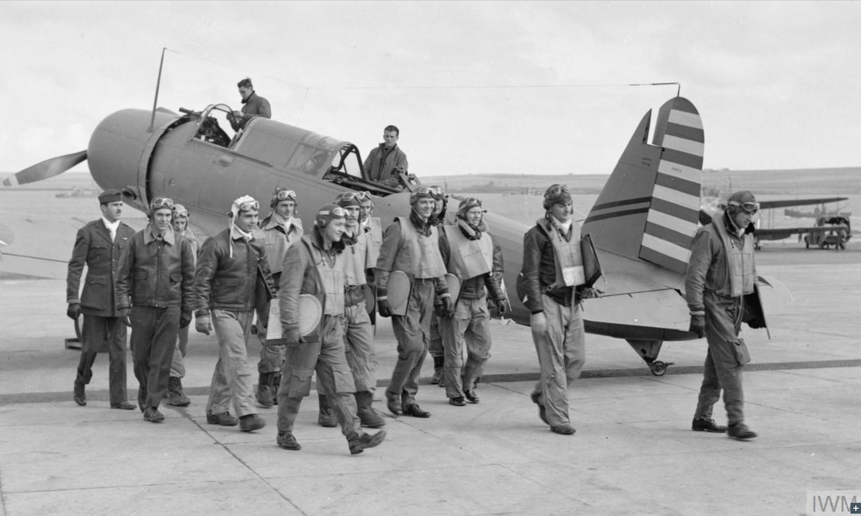 Aircrew USN VS-72 SB2U Vindicator pilots n crew at RNAS Hatson Island of Mainland Orkney Scotland Apr 1942 IWM A9371