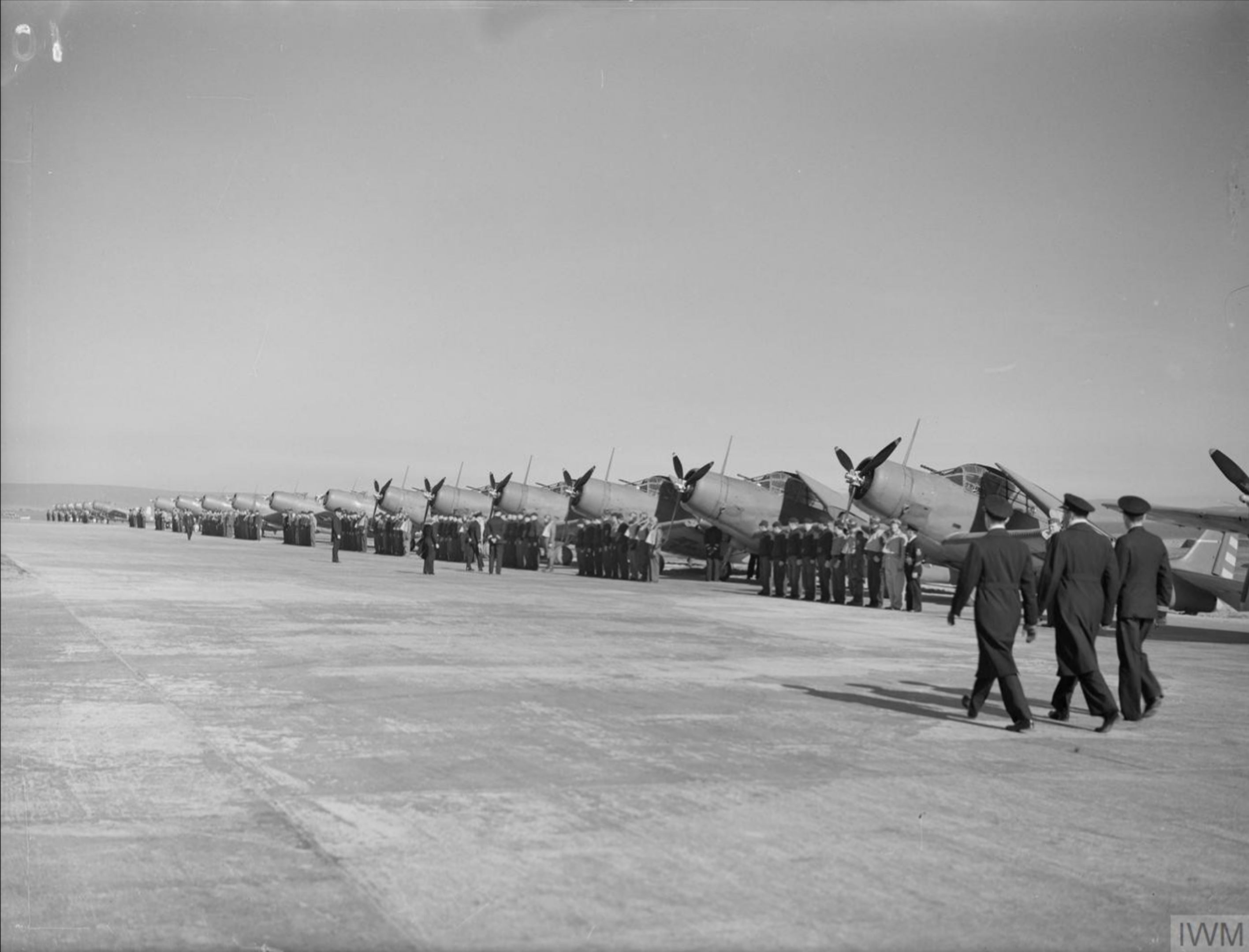 USN Douglas TBD Devastator torpedo bombers with Admiral Griffen USN at RNAS Hatson Apr 1942 IWM A9446
