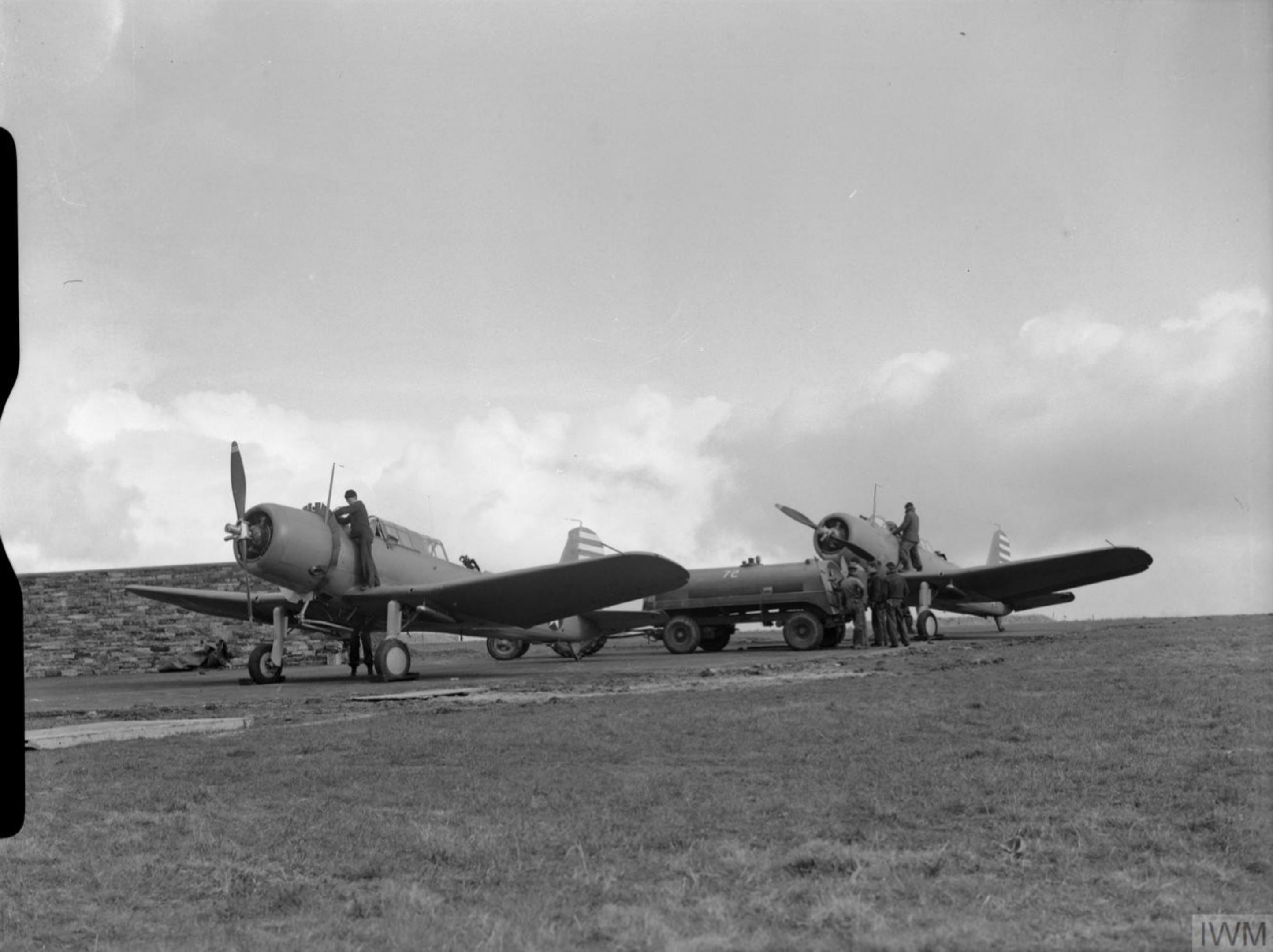 USN VS-72 Vought SB2U Vindicator at RNAS Hatston Island of Mainland Orkney Scotland Apr 1942 IWM A9375